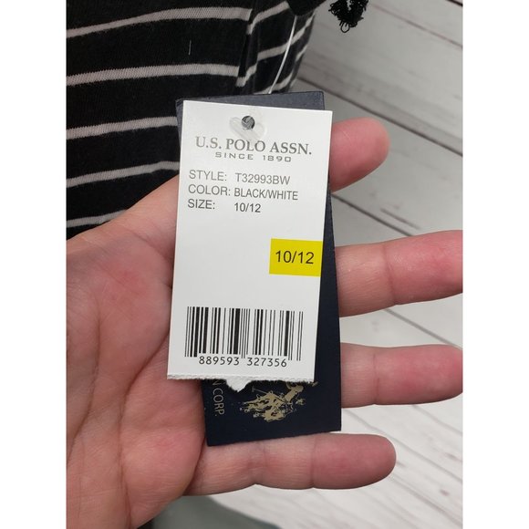 US Polo Assc  Black and White Size 10/12 Striped Tee‎ - Picture 3 of 7
